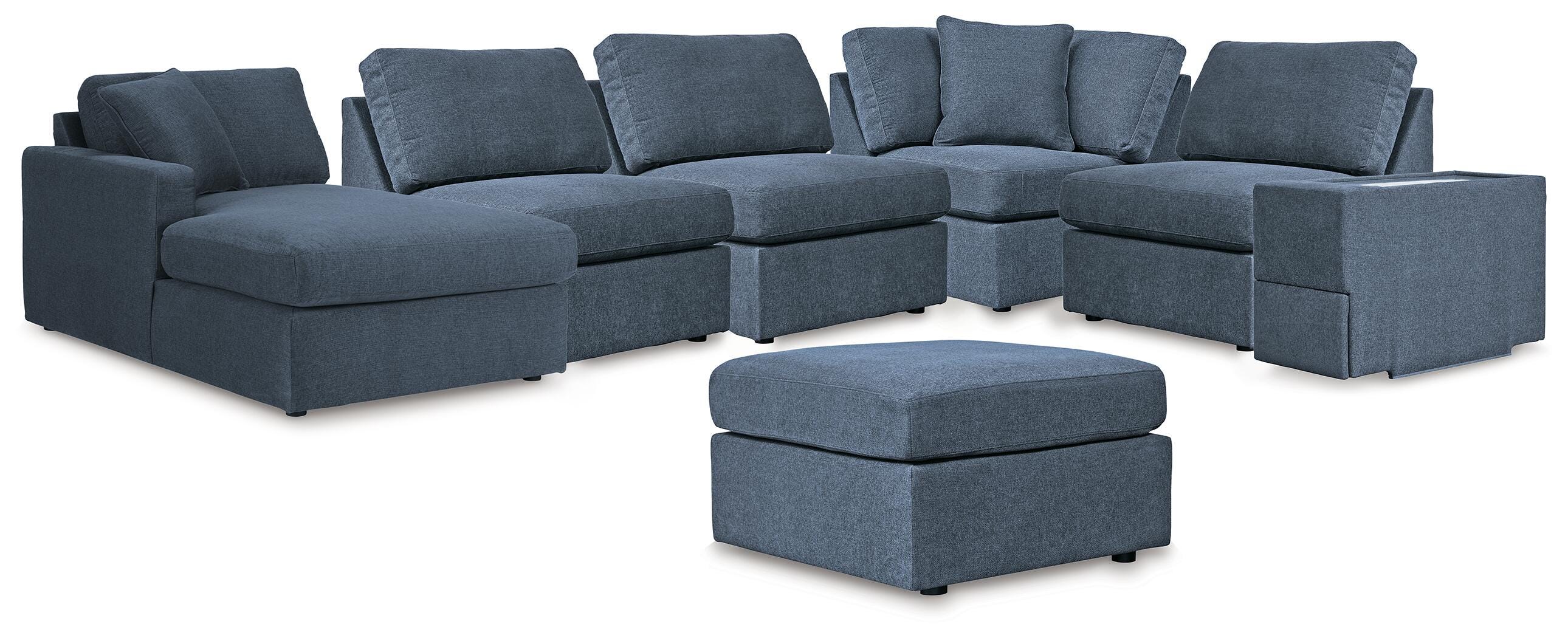 Modmax 6-Piece Sectional with RAF Chaise and Ottoman in Ink