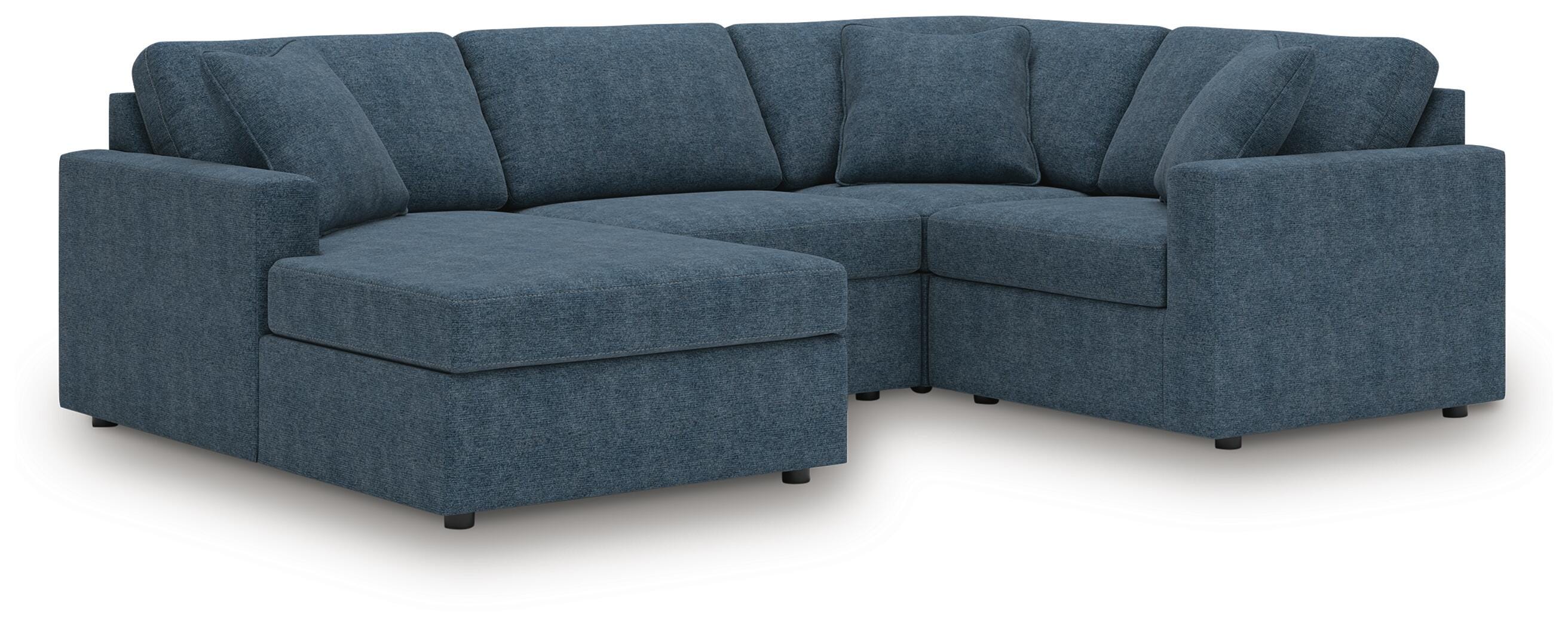 Modmax 4-Piece LAF Chaise Sectional in Ink Performance Fabric and Next-Gen Nuvella