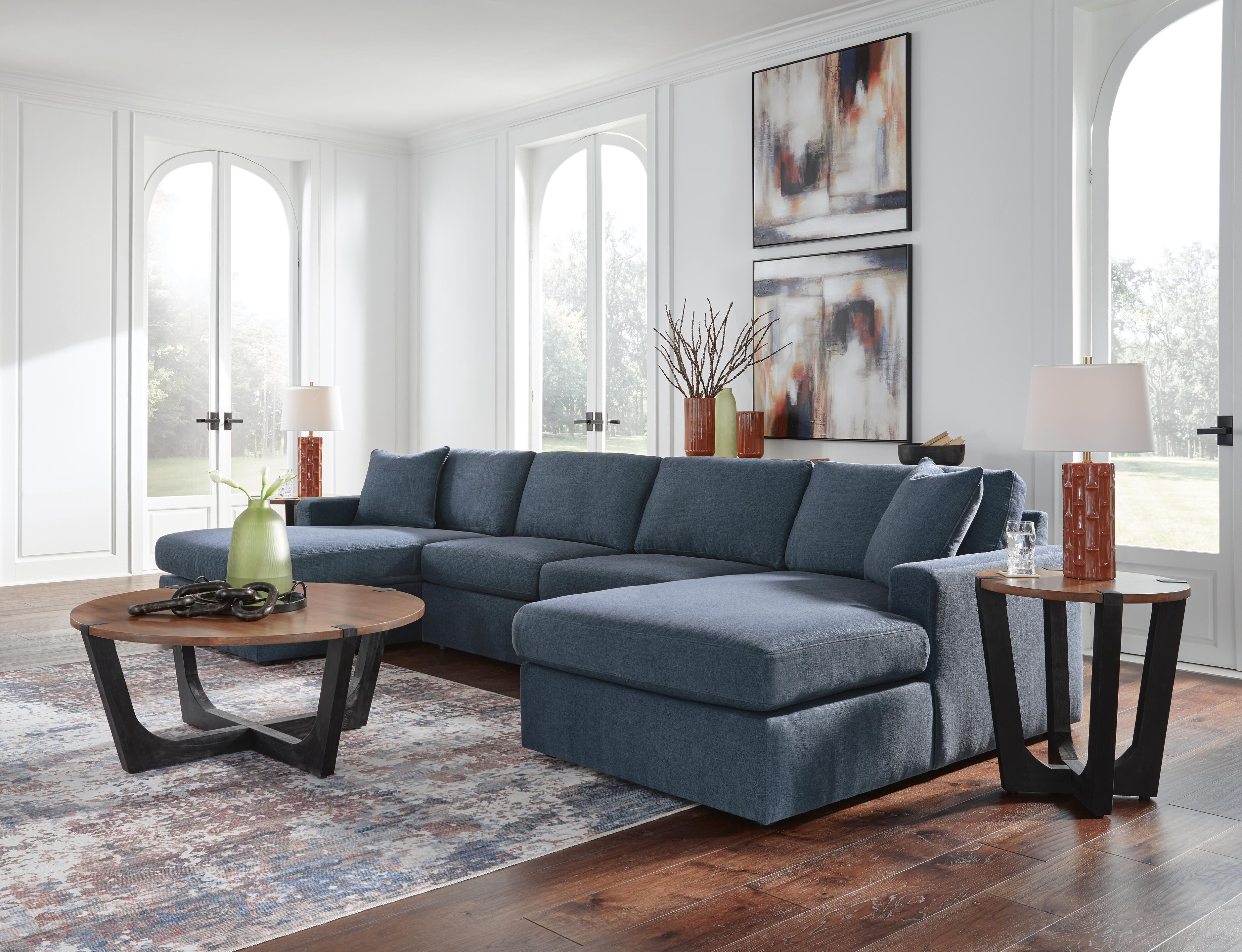 Modmax 4-Piece Double Chaise Sectional in Ink Performance Fabric and Next-Gen Nuvella