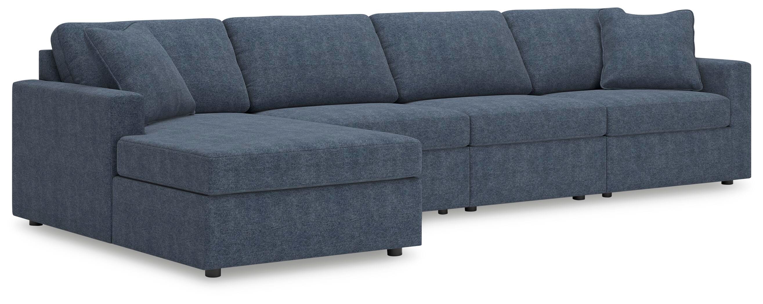 Modmax 4-Piece Sectional with  LAF Chaise in Ink Performance Fabric and Next-Gen Nuvella