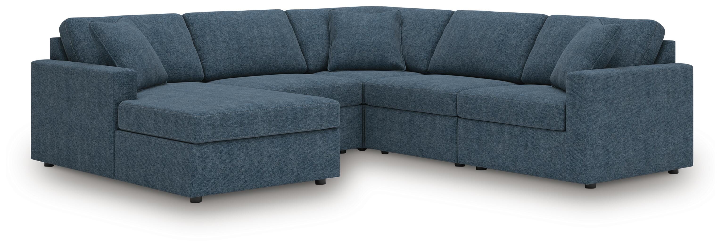 Modmax 5-Piece LAF Chaise Sectional in Ink Performance Fabric and Next-Gen Nuvella