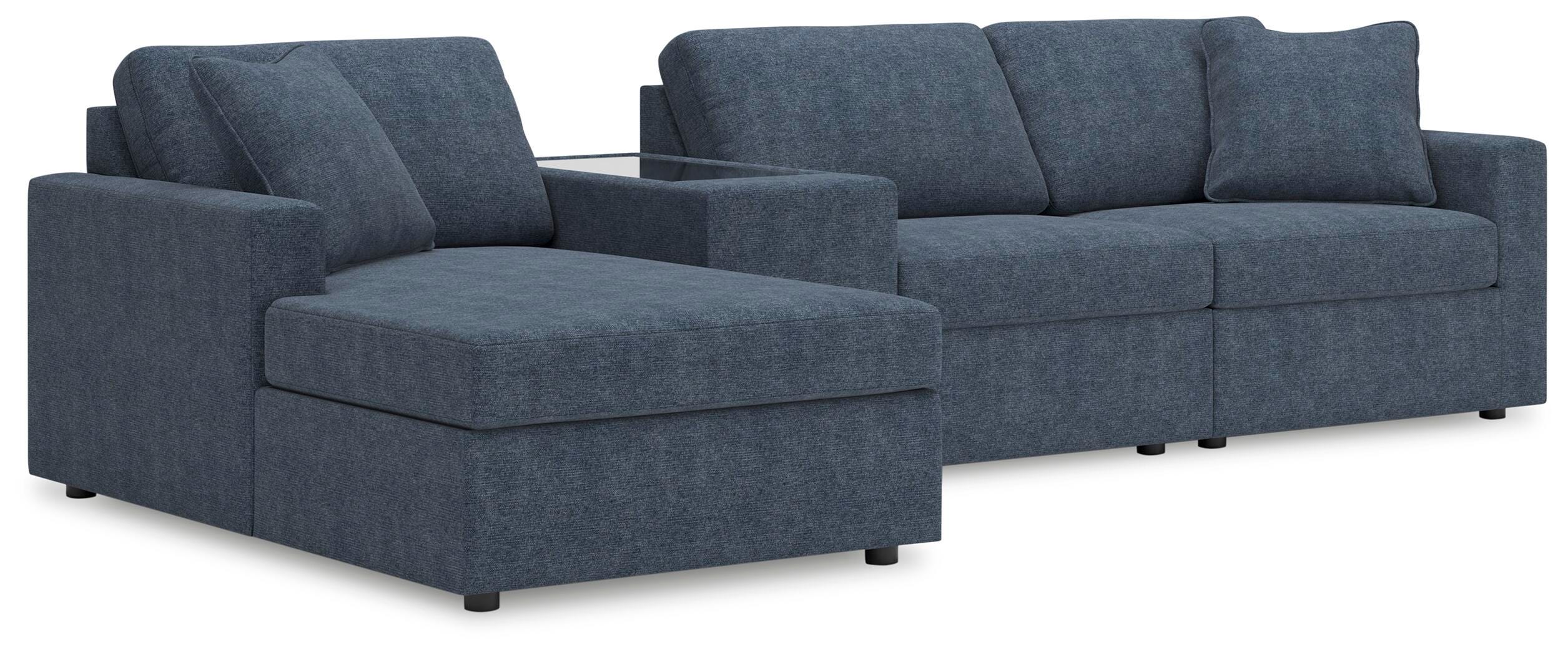 Modmax 4-Piece LAF Chaise Sectional and Storage Console in Ink Performance Fabric and Next-Gen Nuvella