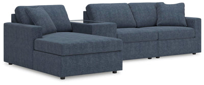 Modmax 4-Piece LAF Chaise Sectional and Storage Console in Ink Performance Fabric and Next-Gen Nuvella