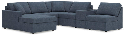 Modmax 6-Piece LAF Chaise Sectional and Storage Console in Ink Performance Fabric and Next-Gen Nuvella