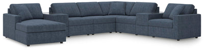 Modmax 8-Piece LAF Chaise Sectional and Storage Consoles in Ink Performance Fabric and Next-Gen Nuvella