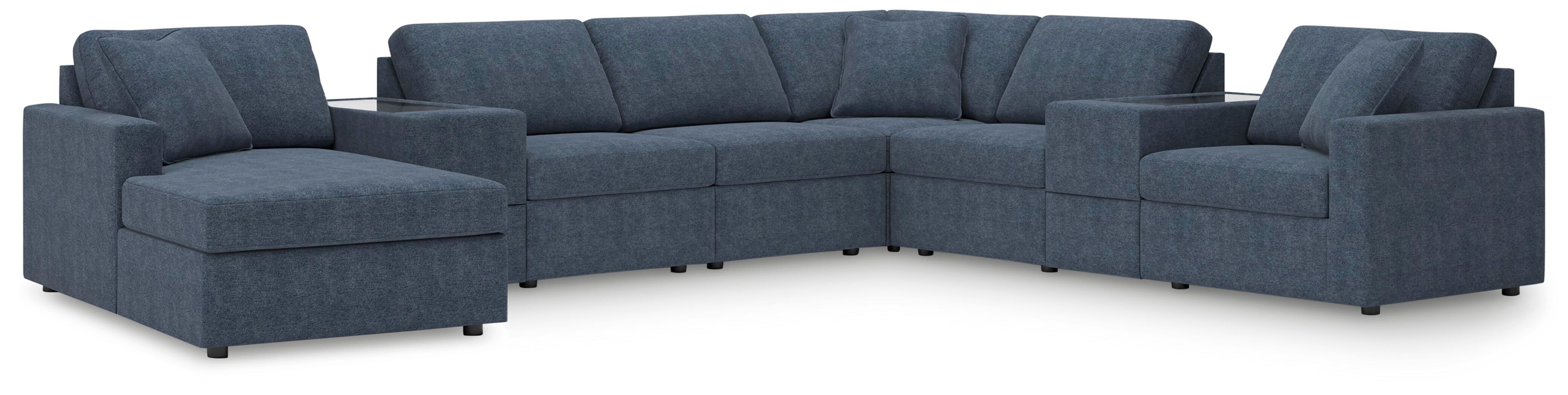 Modmax 8-Piece LAF Chaise Sectional and Storage Consoles in Ink Performance Fabric and Next-Gen Nuvella