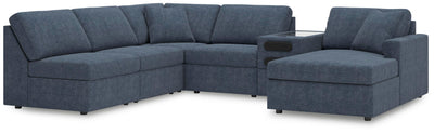 Modmax 6-Piece RAF Chaise Sectional and Audio Console in Ink Performance Fabric and Next-Gen Nuvella