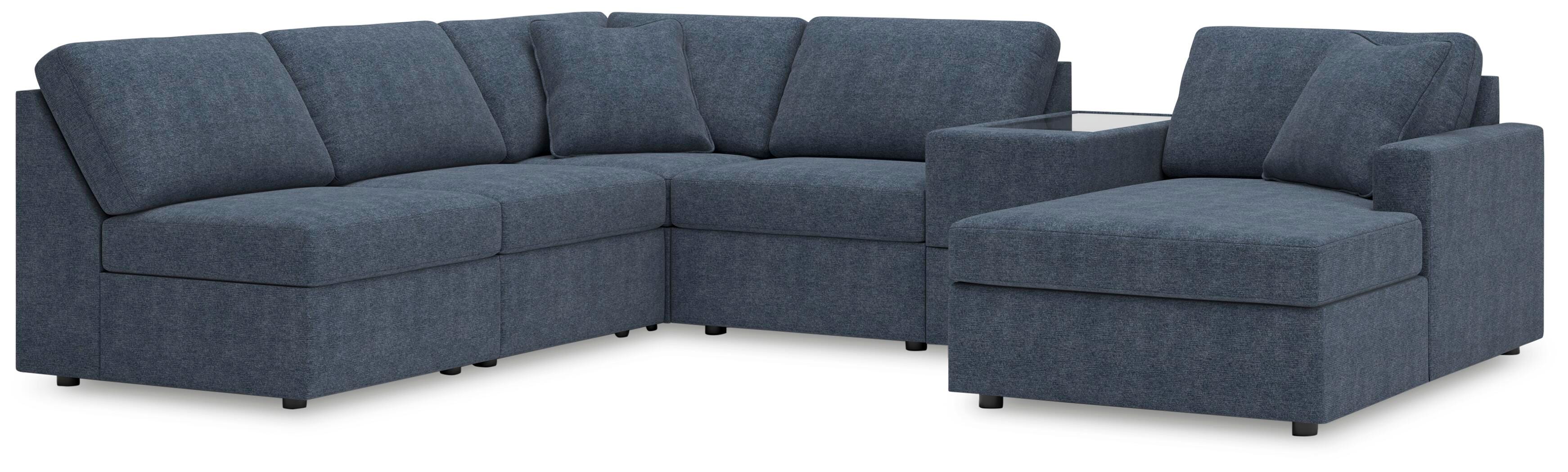 Modmax 6-Piece RAF Chaise Sectional and Storage Console in Ink Performance Fabric and Next-Gen Nuvella