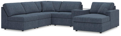 Modmax 6-Piece RAF Chaise Sectional and Storage Console in Ink Performance Fabric and Next-Gen Nuvella