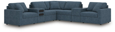Modmax 7-Piece Balanced Sectional with Audio and Storage Consoles in Ink Performance Fabric and Next-Gen Nuvella