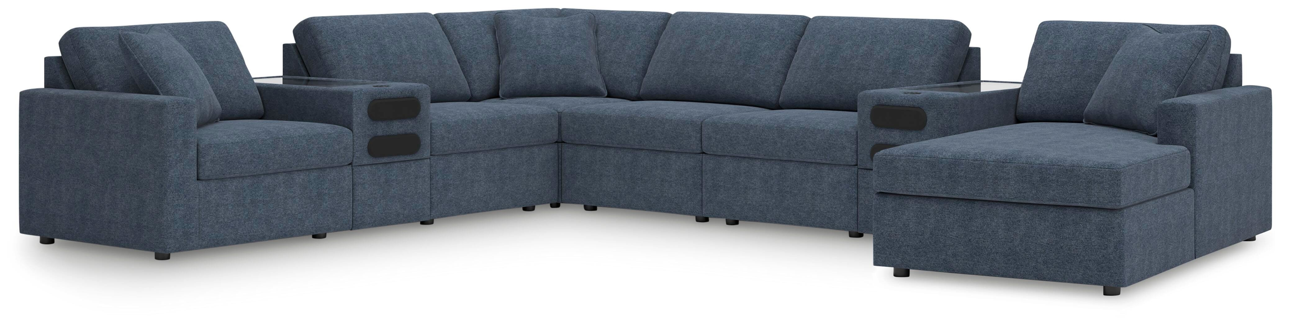 Modmax 8-Piece Sectional and Audio Consoles in Ink Performance Fabric and Next-Gen Nuvella