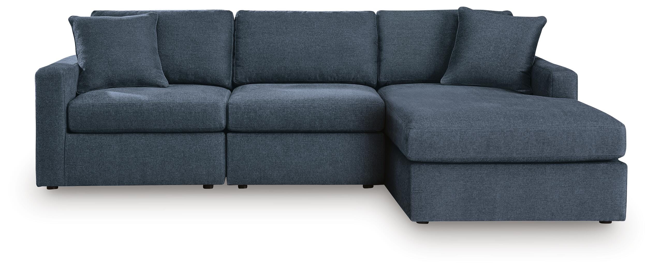 Modmax 3-Piece RAF Chaise Sectional in Ink Performance Fabric and Next-Gen Nuvella