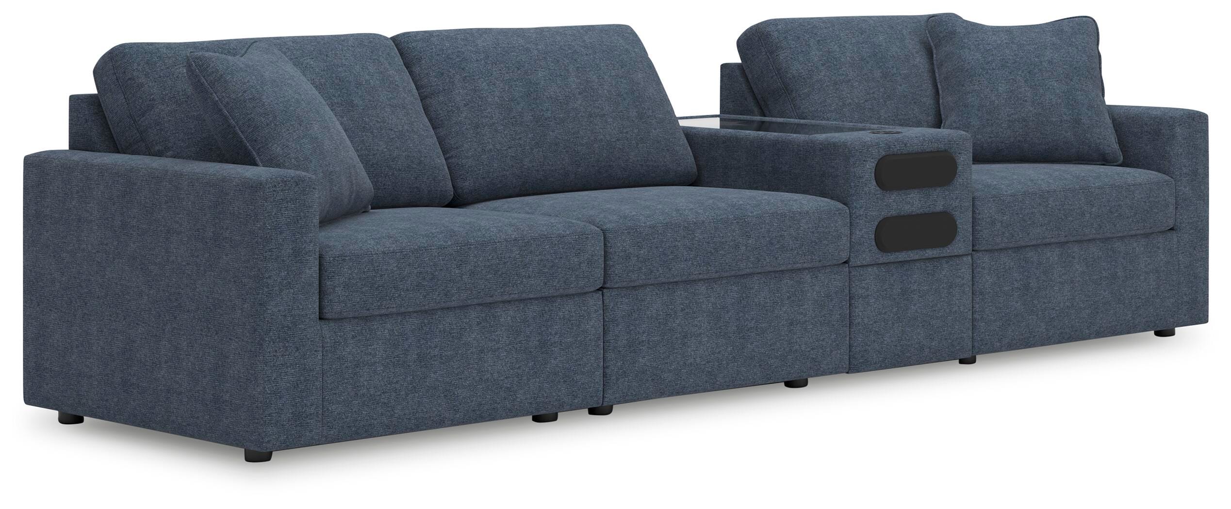 Modmax 4-Piece Sectional with Audio Console in Ink Performance Fabric and Next-Gen Nuvella