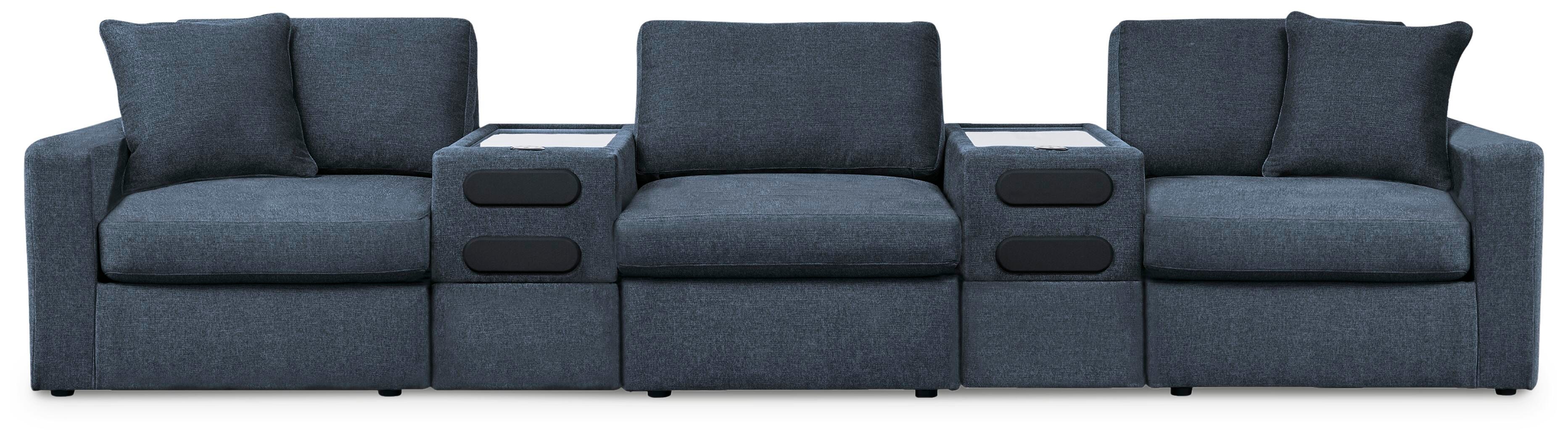 Modmax 5-Piece Sectional with Audio Consoles in Ink Performance Fabric and Next-Gen Nuvella