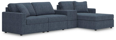 Modmax 4-Piece RAF Chaise Sectional and Storage Console in Ink Performance Fabric and Next-Gen Nuvella
