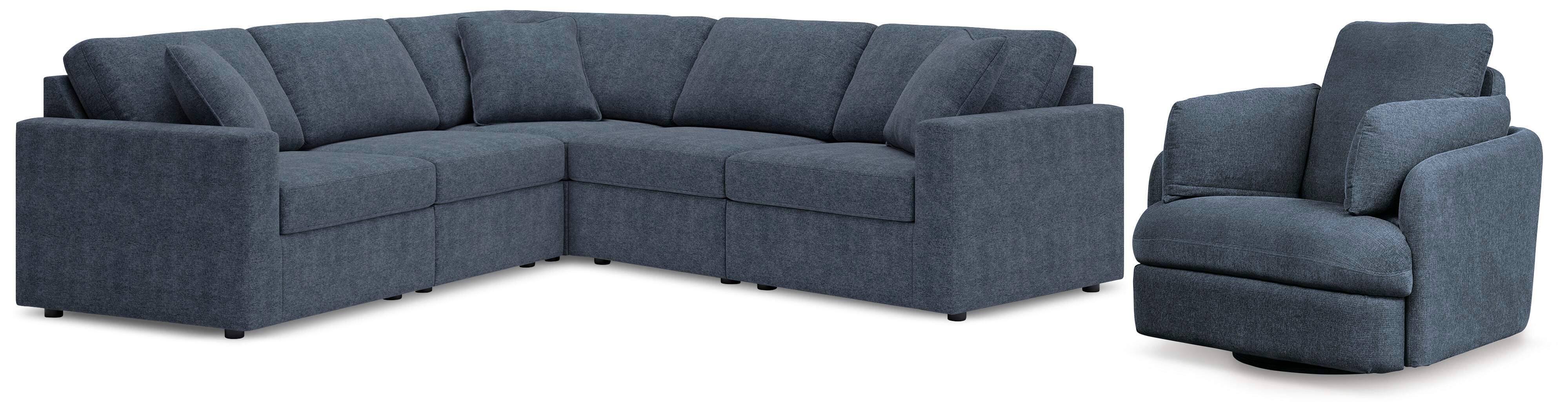 Modmax 5-Piece Sectional and Swivel Glider Recliner in Ink