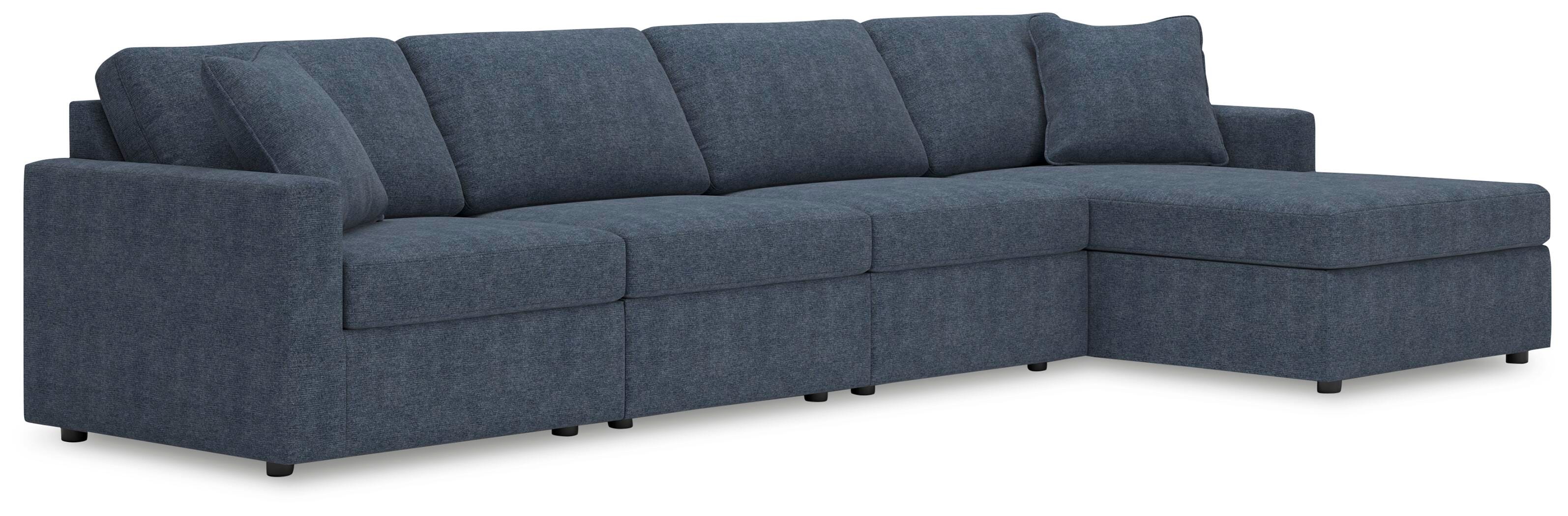Modmax 4-Piece Sectional RAF Chaise in Ink Performance Fabric and Next-Gen Nuvella