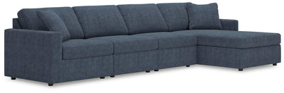Modmax 4-Piece Sectional RAF Chaise in Ink Performance Fabric and Next-Gen Nuvella