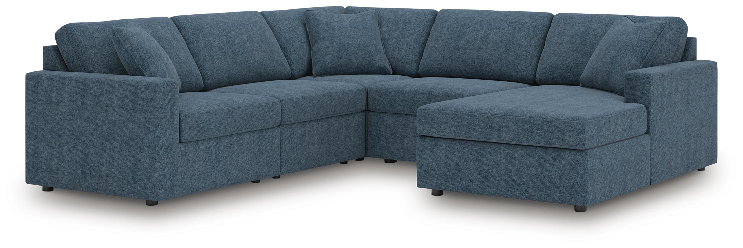 Modmax 5-Piece RAF Chaise Sectional in Ink Performance Fabric and Next-Gen Nuvella
