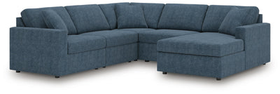 Modmax 5-Piece RAF Chaise Sectional in Ink Performance Fabric and Next-Gen Nuvella