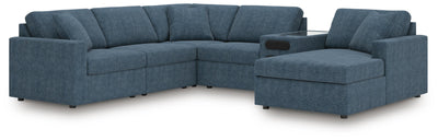 Modmax 6-Piece Sectional with Audio System and RAF Chaise in Ink Performance Fabric and Next-Gen Nuvella