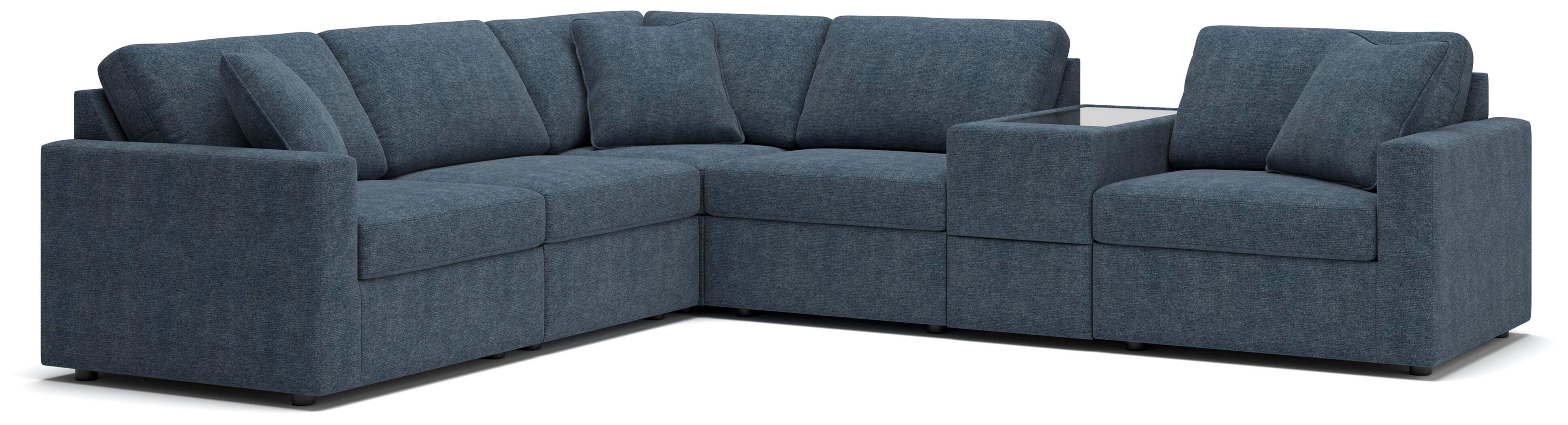 Modmax 6-Piece Sectional with Storage Console in Ink Performance Fabric and Next-Gen Nuvella