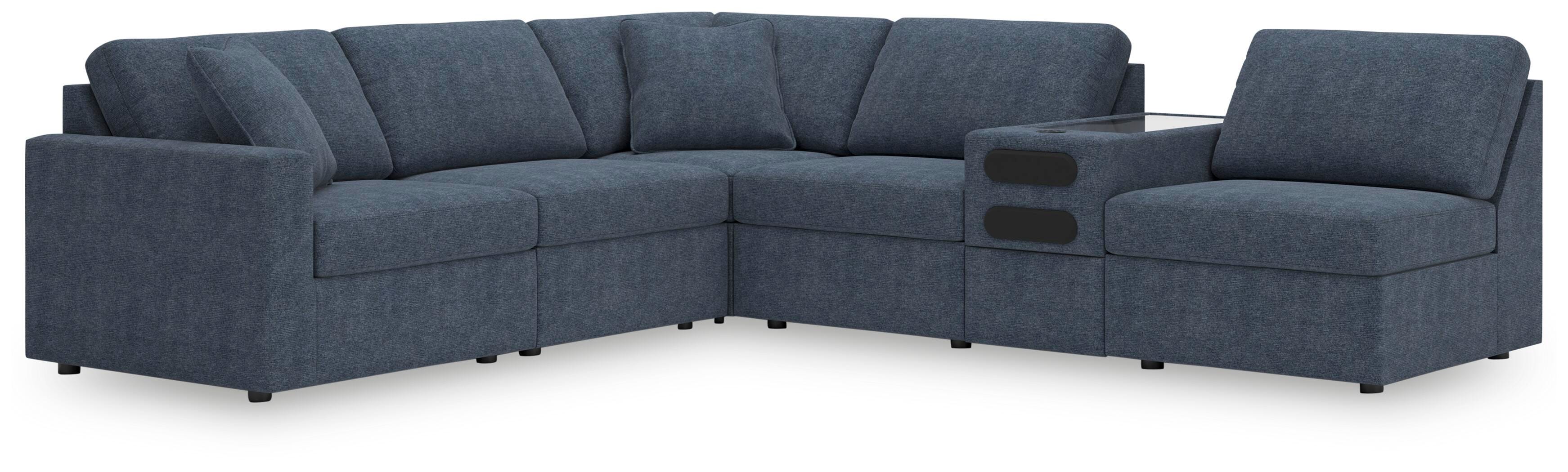 Modmax 6-Piece Sectional w/ Audio Console in Ink Performance Fabric and Next-Gen Nuvella