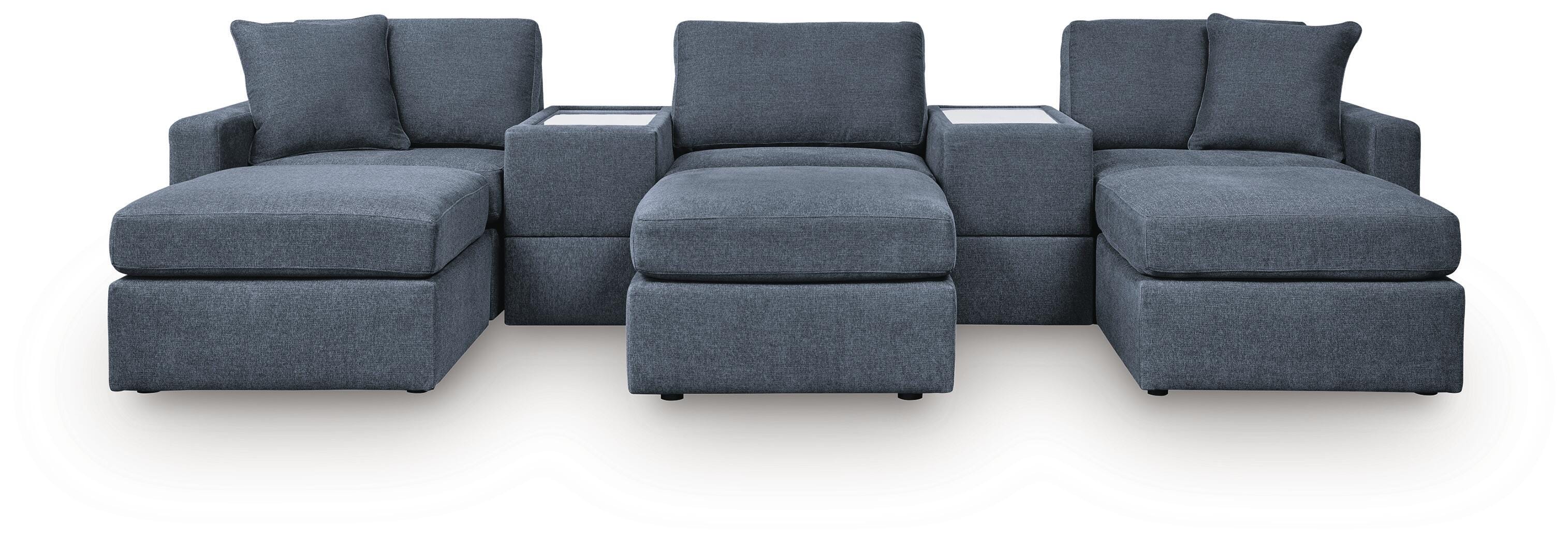 Modmax 5-Piece Sectional and 3 Ottomans in Ink