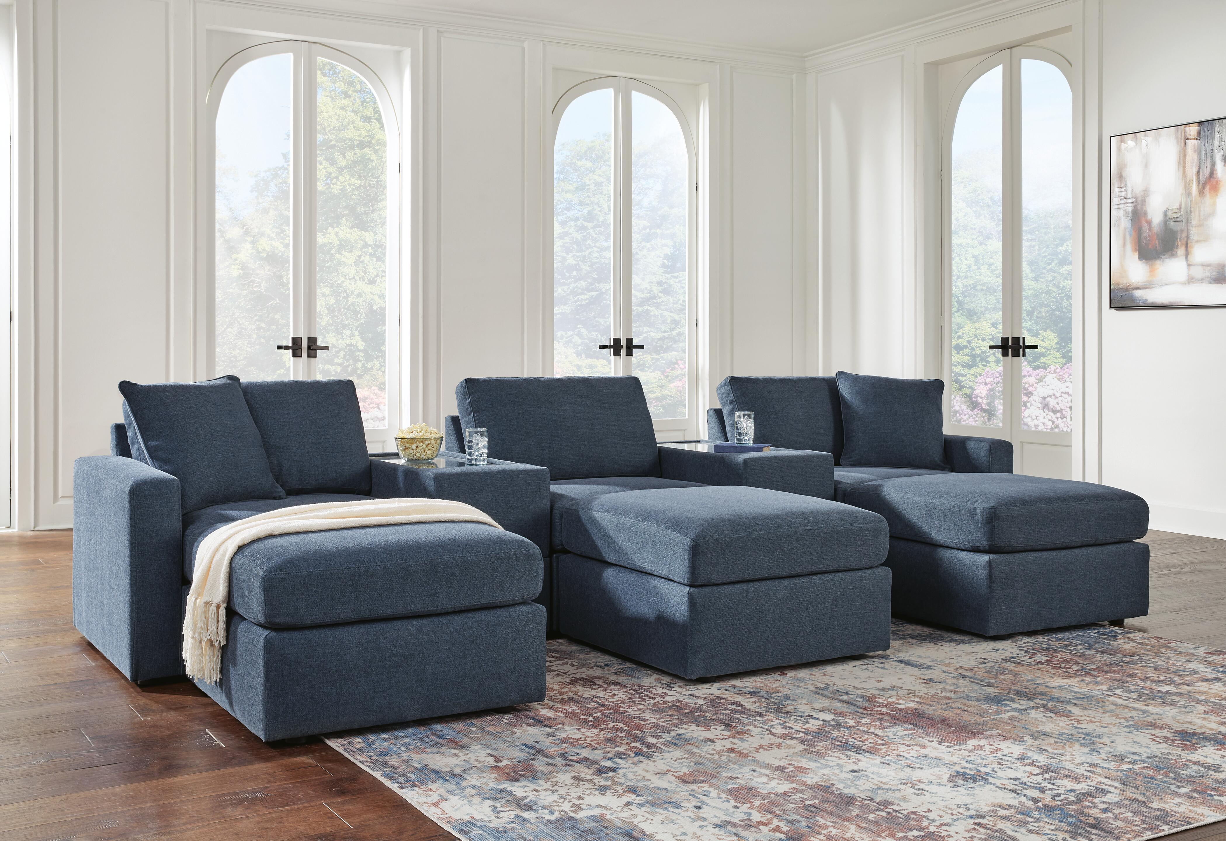 Modmax 5-Piece Sectional and 3 Ottomans in Ink
