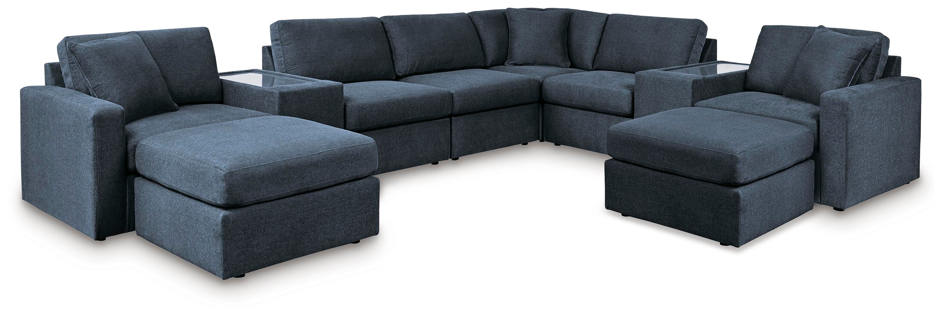 Modmax 6-Piece Sectional and 2 Ottomans in Ink