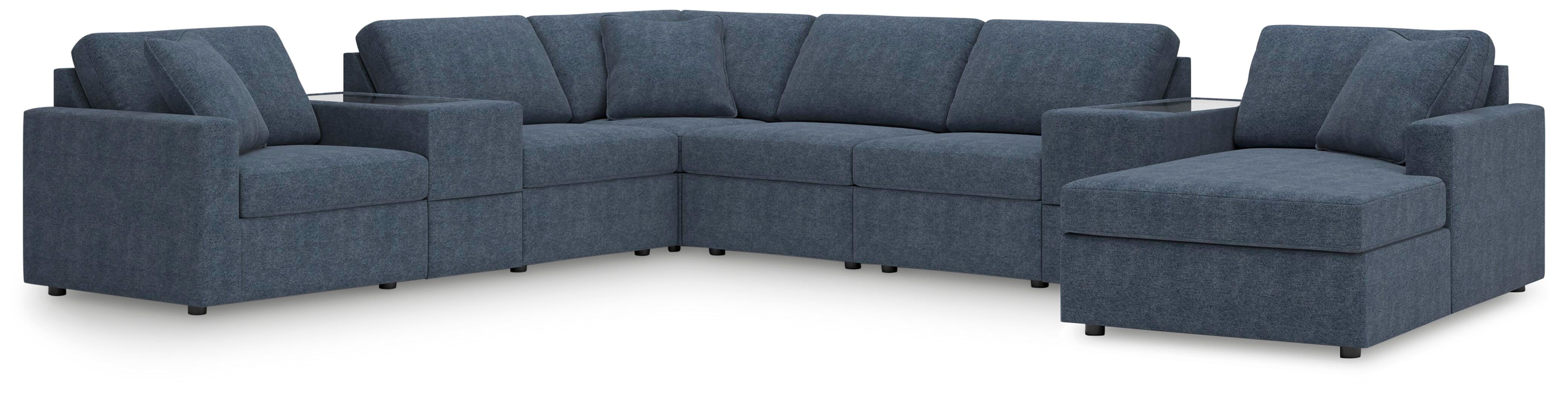 Modmax 8-Piece RAF Chaise Sectional and Storage Consoles in Ink Performance Fabric and Next-Gen Nuvella