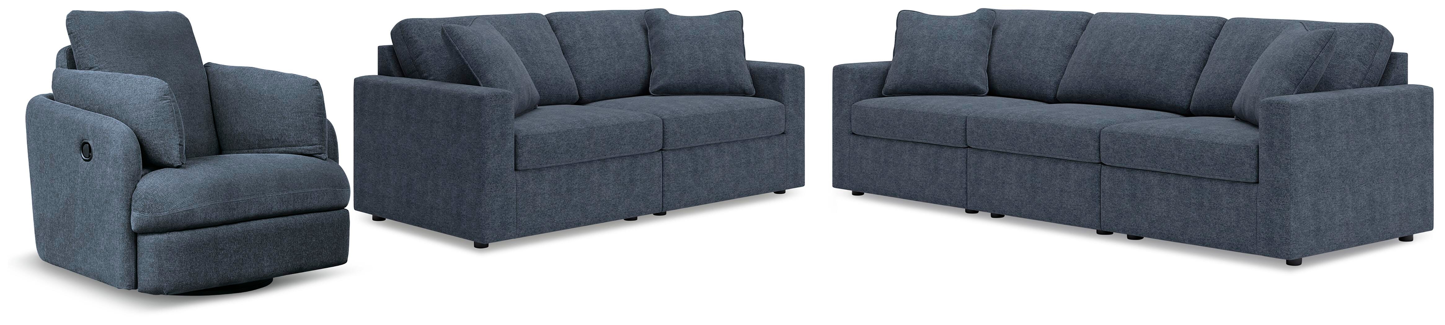 Modmax 3-Piece Sectional, 2-Piece Sectional Loveseat and Swivel Glider Recliner in Ink