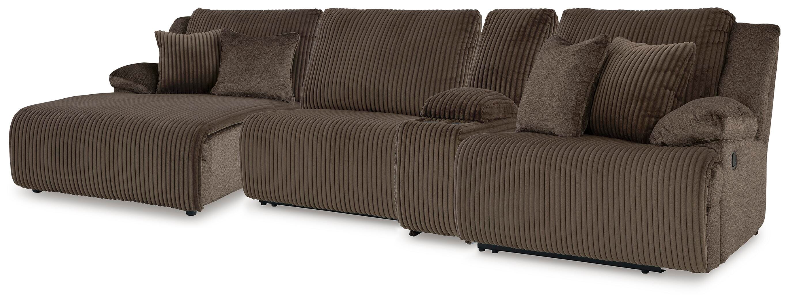 Top Tier 4-Piece Reclining Sectional with LAF Chaise in Chocolate Velvet