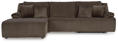 Top Tier 3-Piece Reclining Sectional Sofa with LAF Chaise in Chocolate Velvet