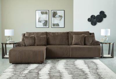 Top Tier 3-Piece Reclining Sectional Sofa with LAF Chaise in Chocolate Velvet