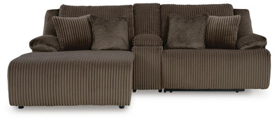 Top Tier 3-Piece LAF Chaise Reclining Sectional Sofa in Chocolate Velvet