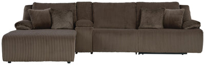 Top Tier 4-Piece LAF Chaise Reclining Sectional in Chocolate
