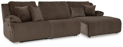 Top Tier 3-Piece RAF Chaise Reclining Sectional in Chocolate Velvet