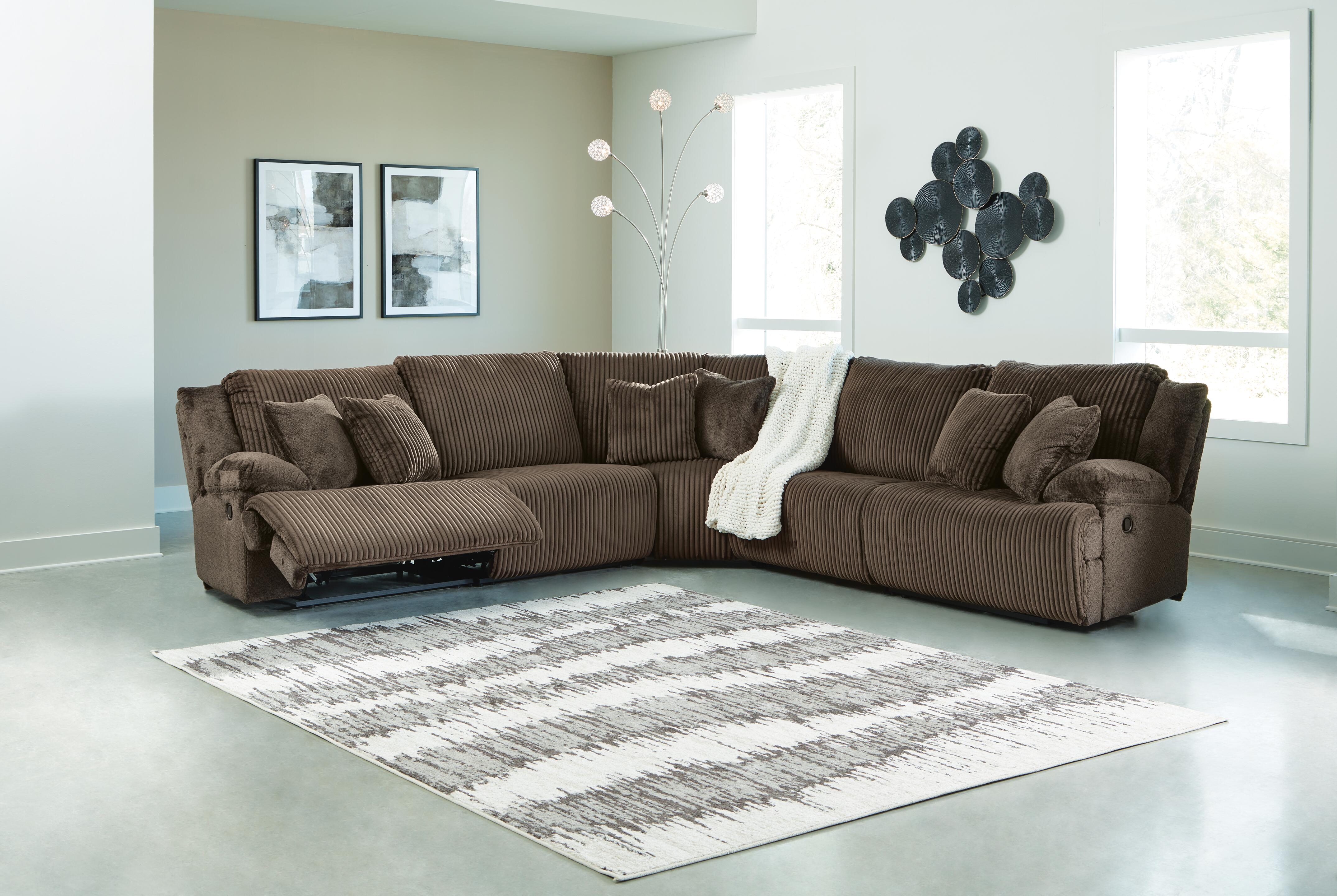 Top Tier 5-Piece Reclining Sectional in Chocolate Velvet