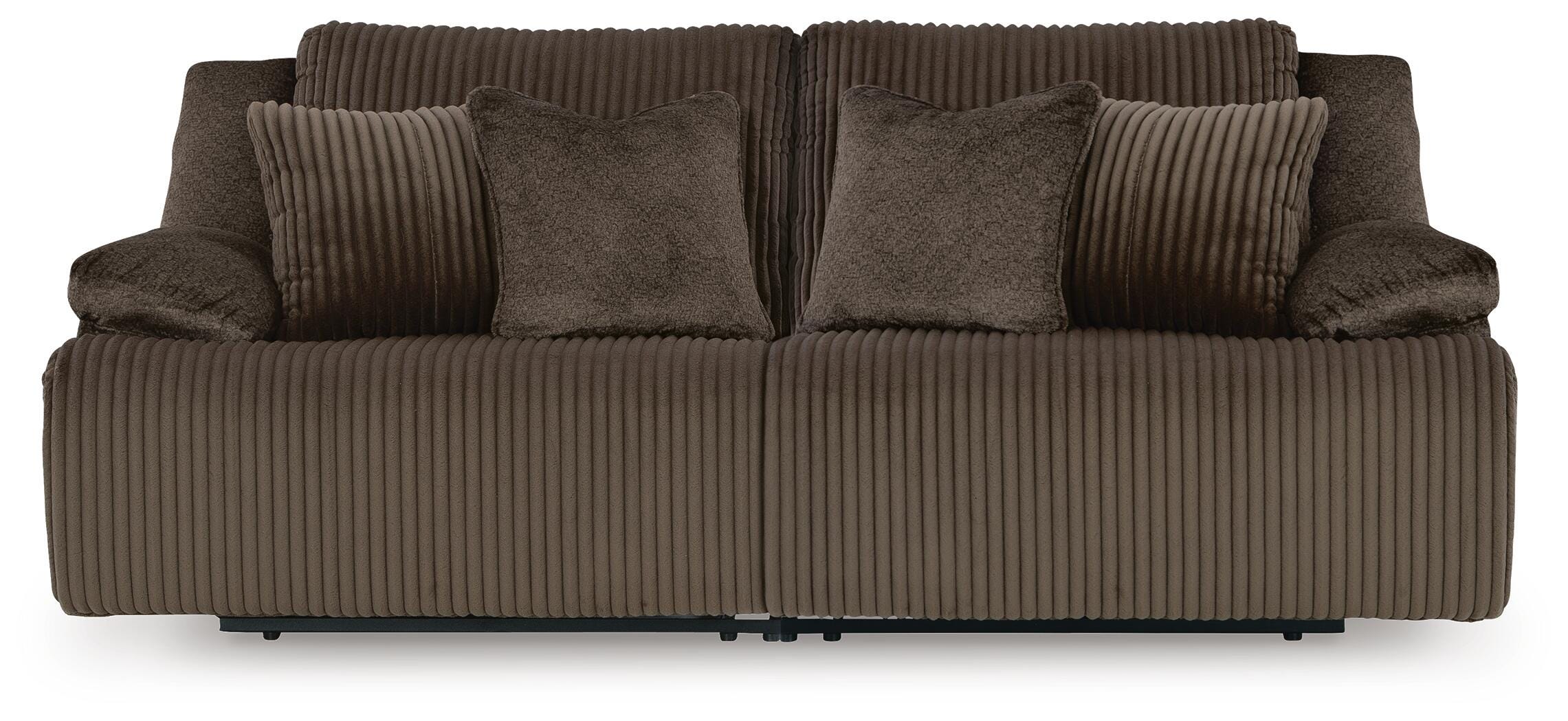 Top Tier 2-Piece Reclining Sectional Loveseat in Chocolate Velvet