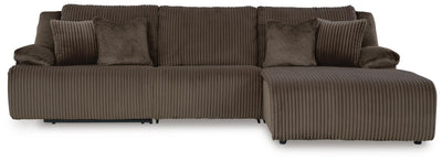 Top Tier 3-Piece Reclining Sectional Sofa Chaise in Chocolate Velvet