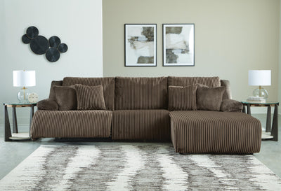 Top Tier 3-Piece Reclining Sectional Sofa Chaise in Chocolate Velvet