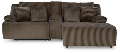 Top Tier 3-Piece Reclining Sectional Sofa with Chaise in Chocolate Velvet
