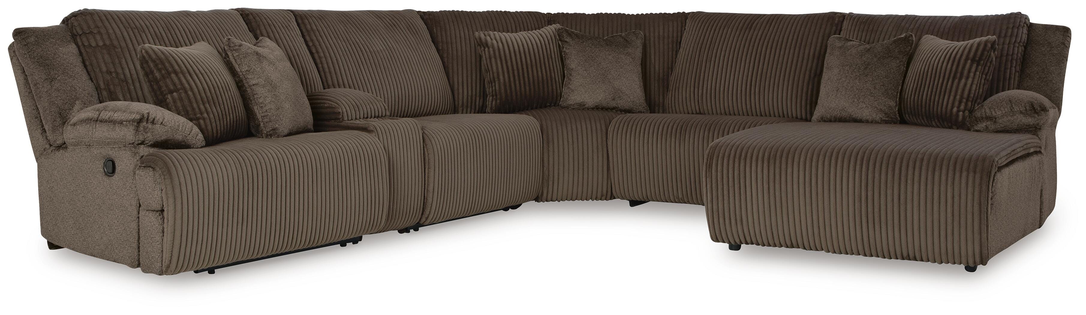 Top Tier 6-Piece Reclining Sectional with Chaise in Chocolate Velvet