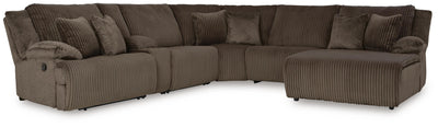 Top Tier 6-Piece Reclining Sectional with Chaise in Chocolate Velvet