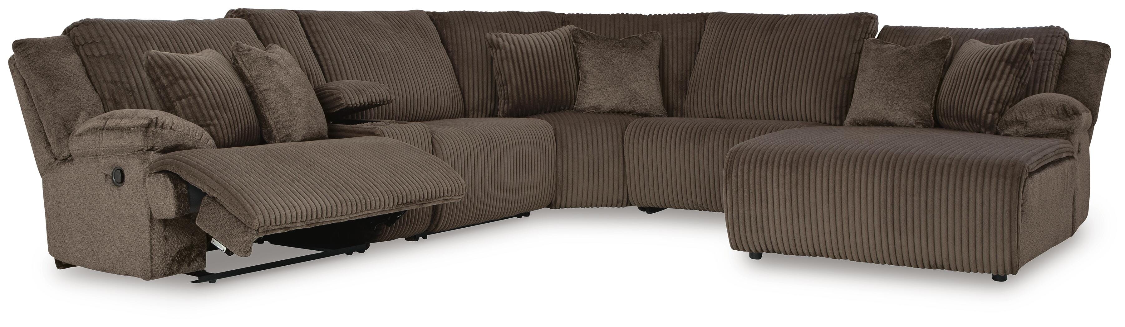 Top Tier 6-Piece Reclining Sectional with Chaise in Chocolate Velvet