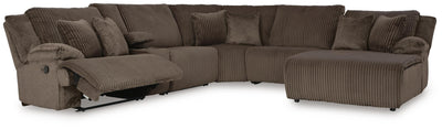 Top Tier 6-Piece Reclining Sectional with Chaise in Chocolate Velvet