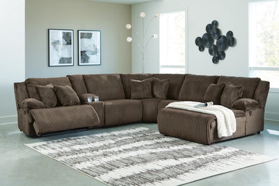 Top Tier 6-Piece Reclining Sectional with Chaise in Chocolate Velvet