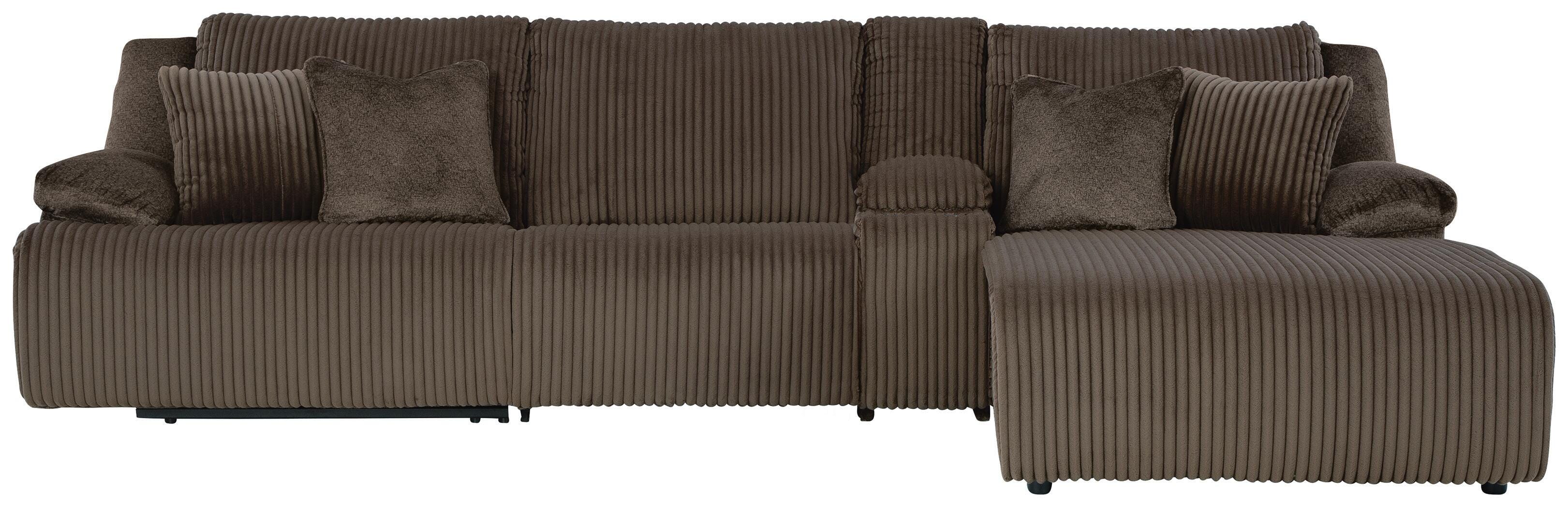 Top Tier 4-Piece RAF Chaise Reclining Sectional in Chocolate