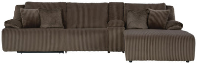 Top Tier 4-Piece RAF Chaise Reclining Sectional in Chocolate